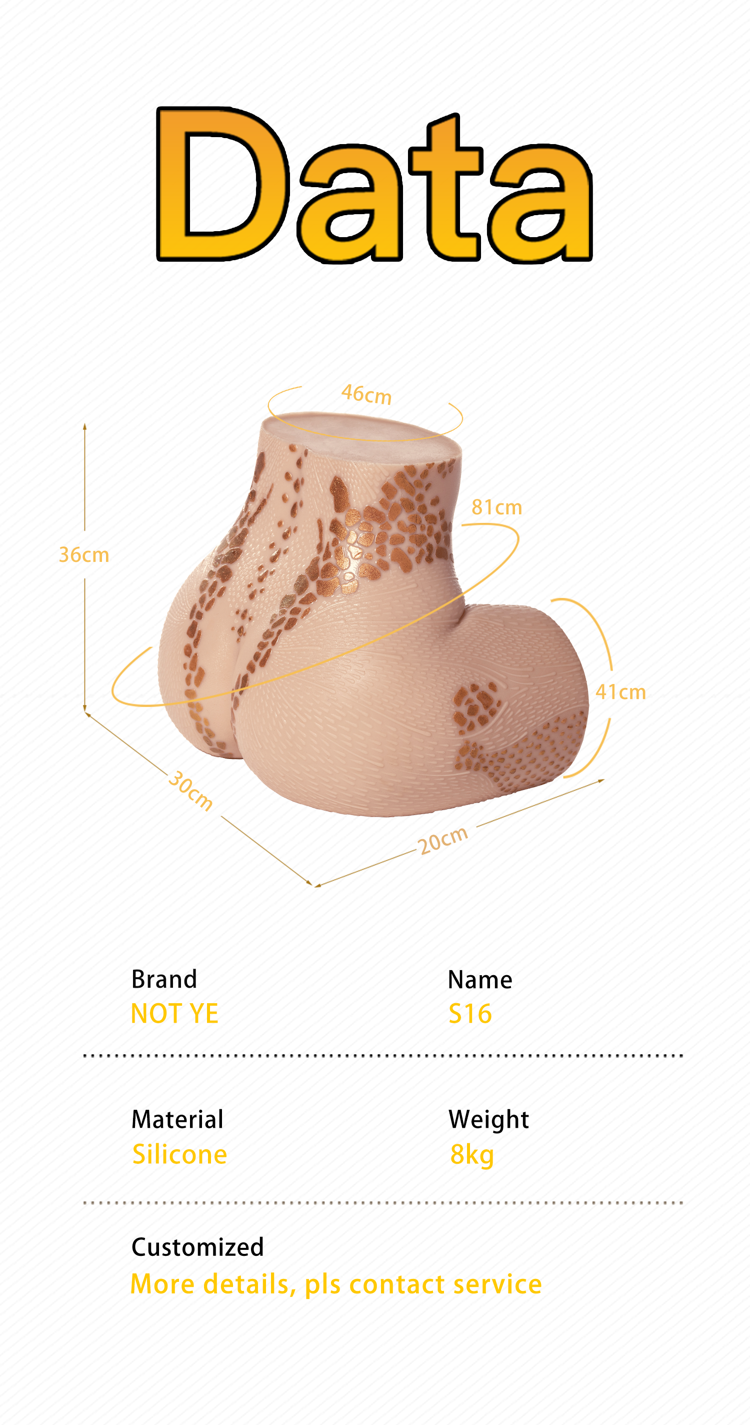 Not ye® Silicone Butt Sex Toy Male Masturbator S16 with Scale Pattern