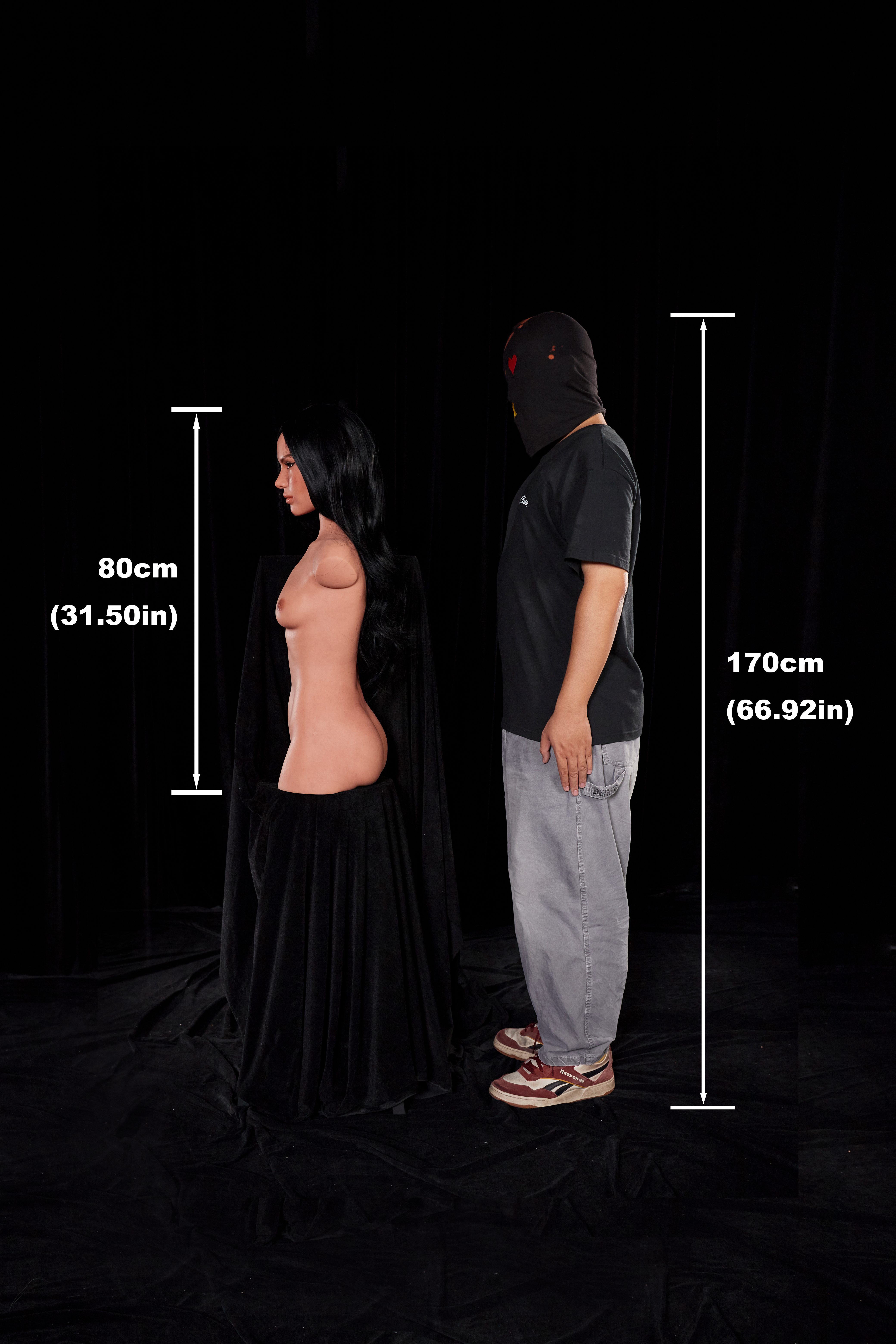 CLM® 60cm (2ft) AA-Cup Ultra Lightweight Silicone Sex Torso 661# with Head Carmen,  ULW Series