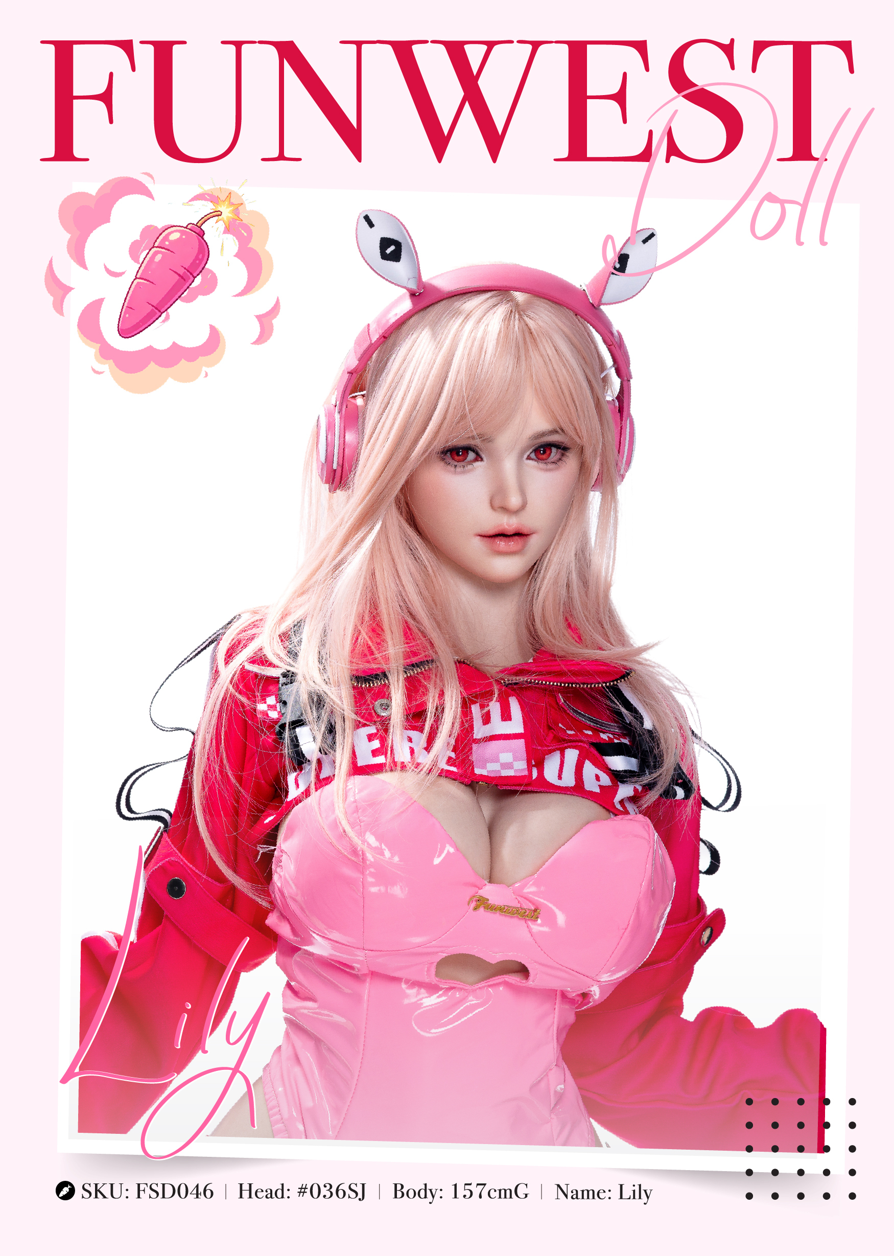 Funwest® 157cm (5.15’) G Cup ROS Head Real Skin Texture Silicone Sex Doll Lily
