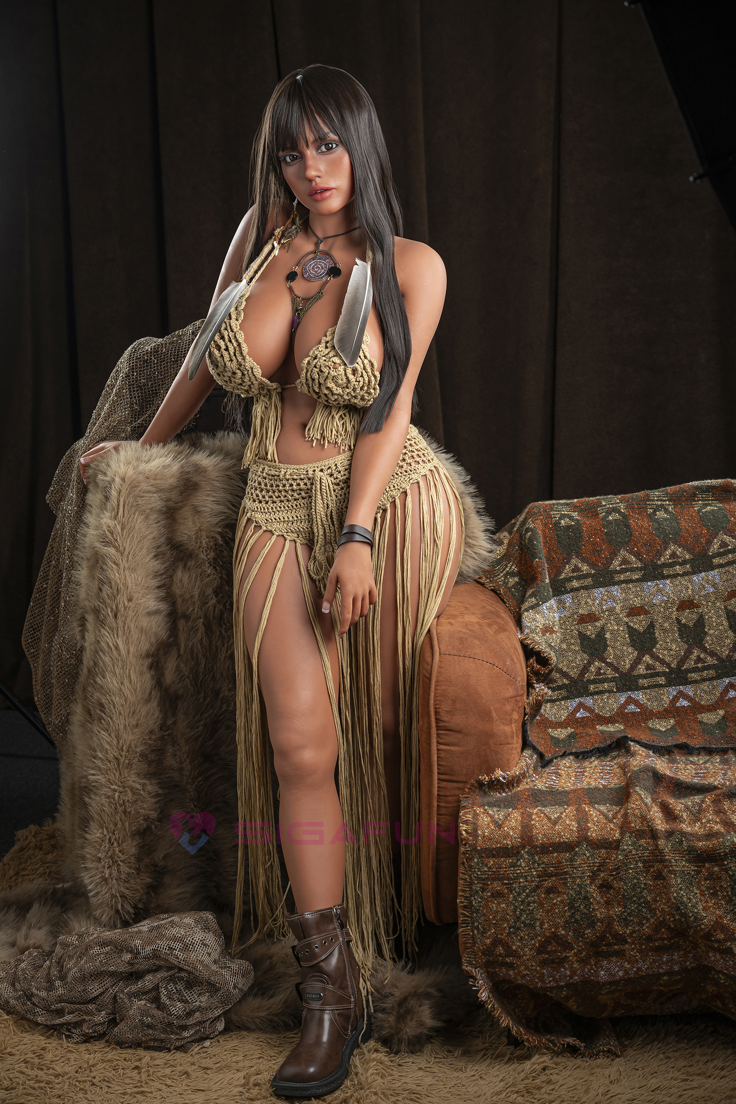 [EU In Stock] Sigafun®  TPE/STPE 159cm (5.22') SG3 Ada Wild Girl Sex Doll Dark Tanned