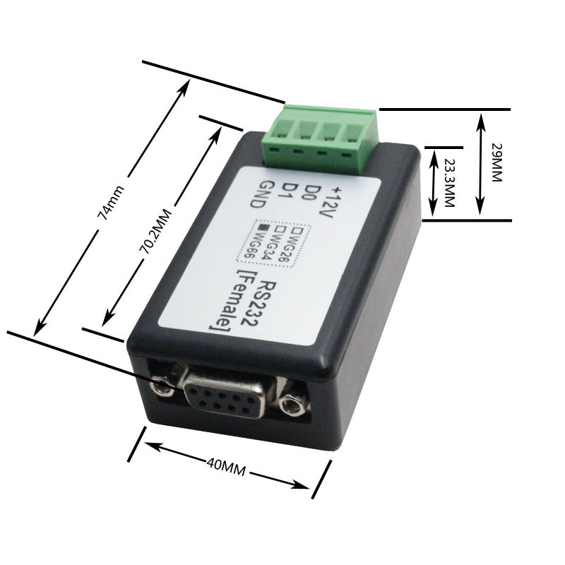 Wiegand to RS232 converter（DB9 Female connector)