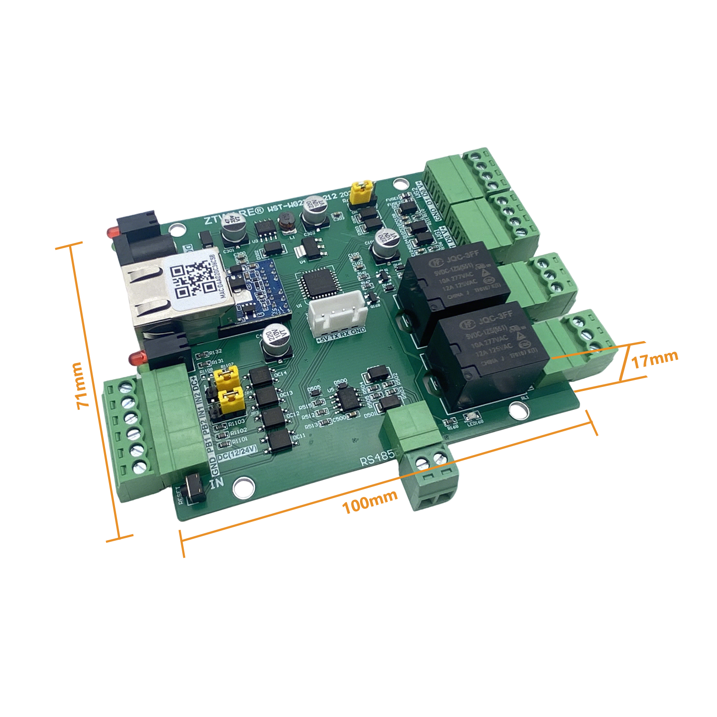 RS485 and Ethernet 2 channel wiegand 2 channel relay IO board with push button