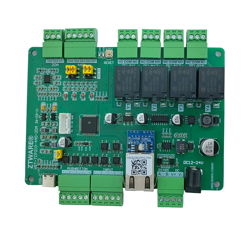 MODBUS Ethernet 4CH Relay IO module(WST-TCP2IO-4AD2DA)