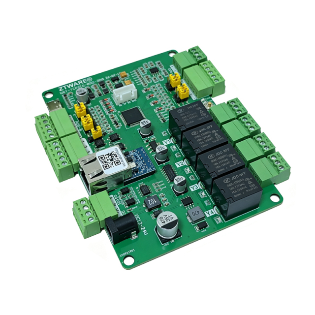 TCP/IP Modbus 4 digit inputs 4 relay outputs with 8 Analog inputs 2 Analog outputs IO board(WST-TCP2IO-8AD2DA)