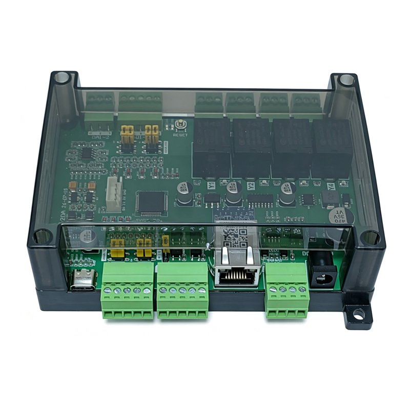 TCP/IP Modbus 4 digit inputs 4 relay outputs with 8 Analog inputs 2 Analog outputs IO board(WST-TCP2IO-8AD2DA)