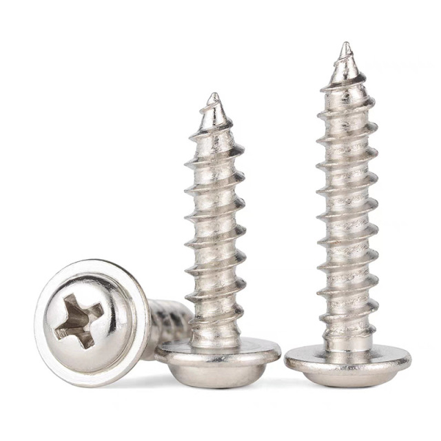 Phillips round head tapping screws with flat washers