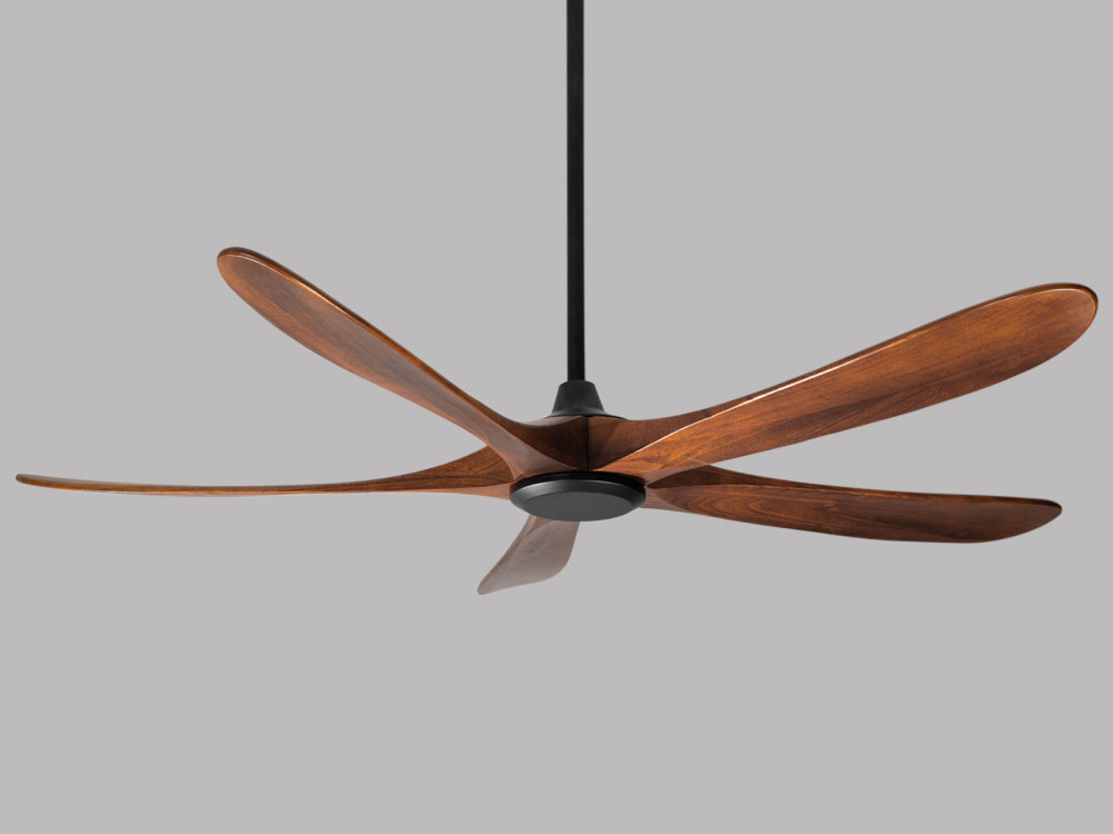 62" Dark Walnut Ceiling Fan, Silent DC Motor & Reversible Function