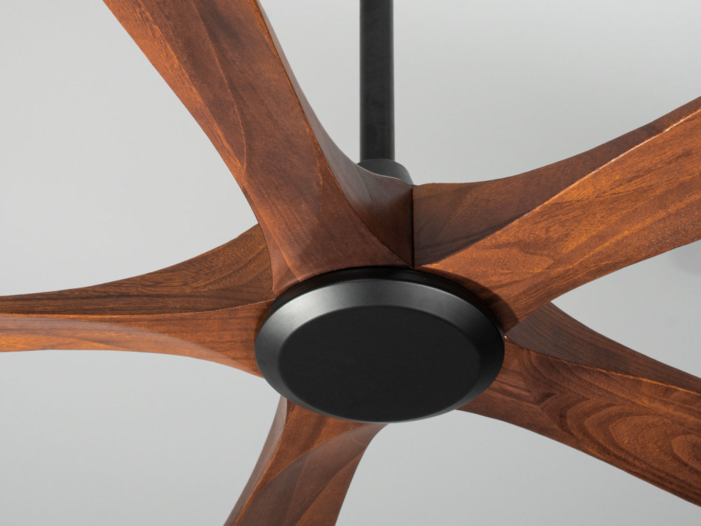 62" Dark Walnut Ceiling Fan, Silent DC Motor & Reversible Function