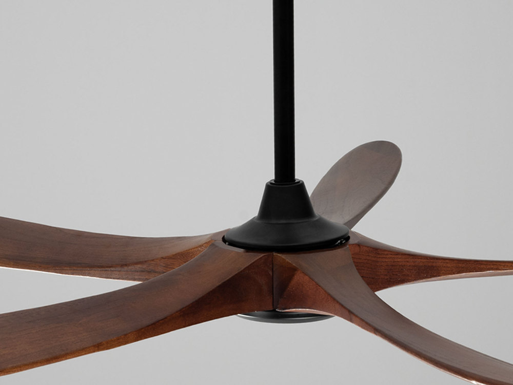 62" Dark Walnut Ceiling Fan, Silent DC Motor & Reversible Function