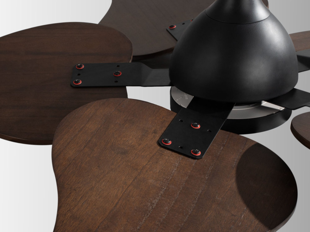 44" Mahogany Brown Ceiling Fan with Solid Wood Banana Leaf Blades, 3-Light Modes & Quiet 6-Speed Control