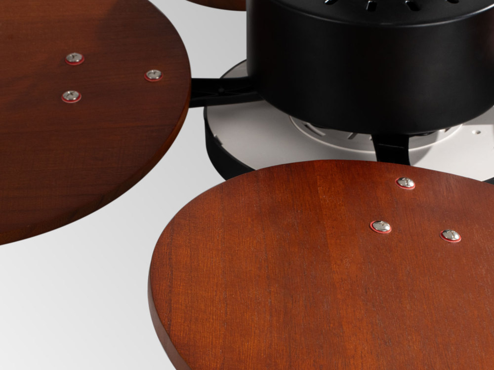 33" Mahogany Brown Ceiling Fan with Solid Wood Blades, 3-Light Modes & Quiet 6-Speed Motor