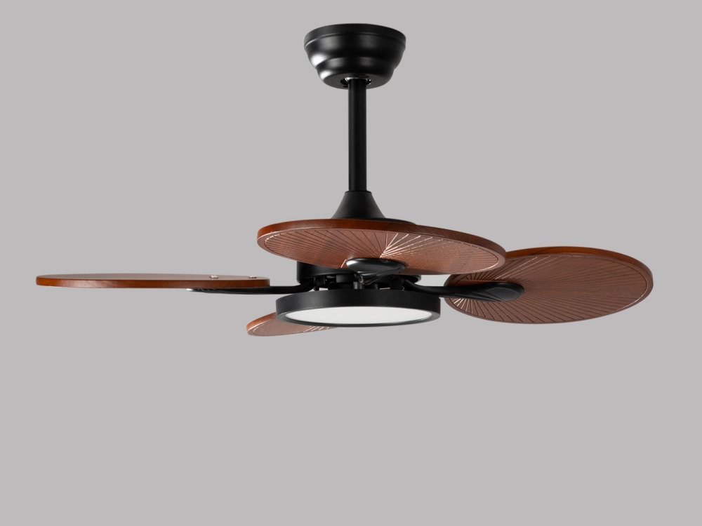 33" Mahogany Brown Ceiling Fan with Solid Wood Blades, 3-Light Modes & Quiet 6-Speed Motor