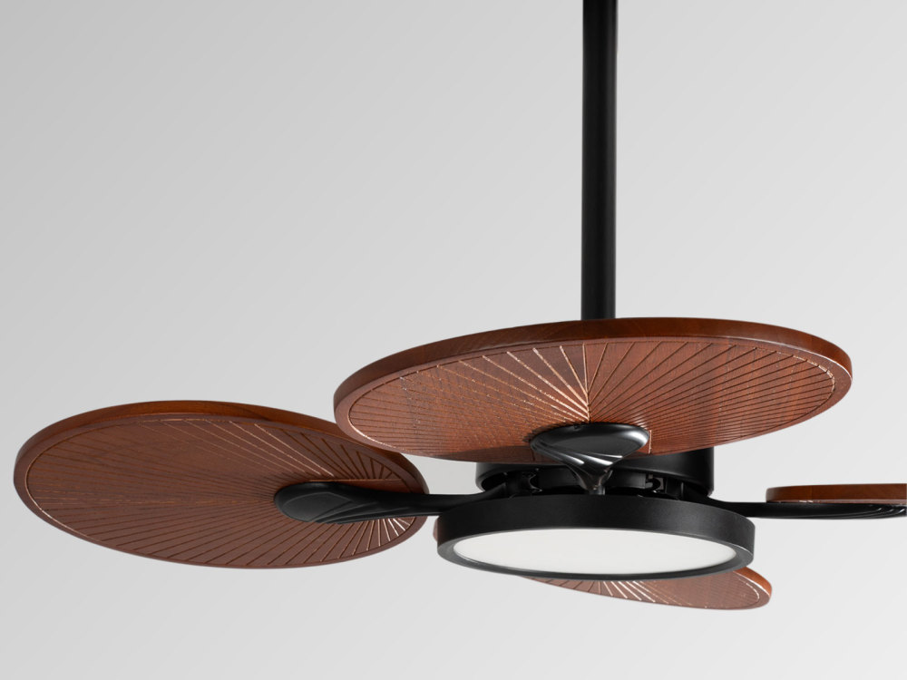 33" Mahogany Brown Ceiling Fan with Solid Wood Blades, 3-Light Modes & Quiet 6-Speed Motor