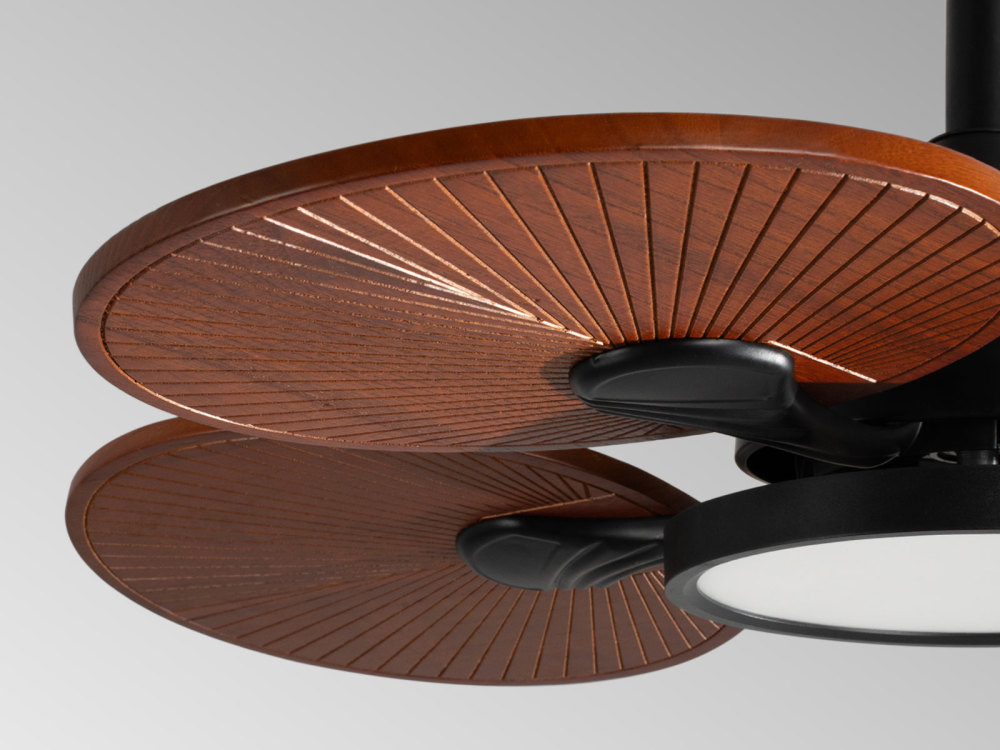 33" Mahogany Brown Ceiling Fan with Solid Wood Blades, 3-Light Modes & Quiet 6-Speed Motor