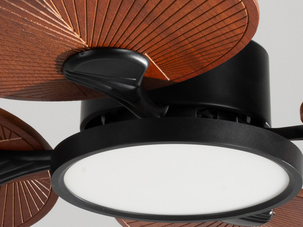 33" Mahogany Brown Ceiling Fan with Solid Wood Blades, 3-Light Modes & Quiet 6-Speed Motor