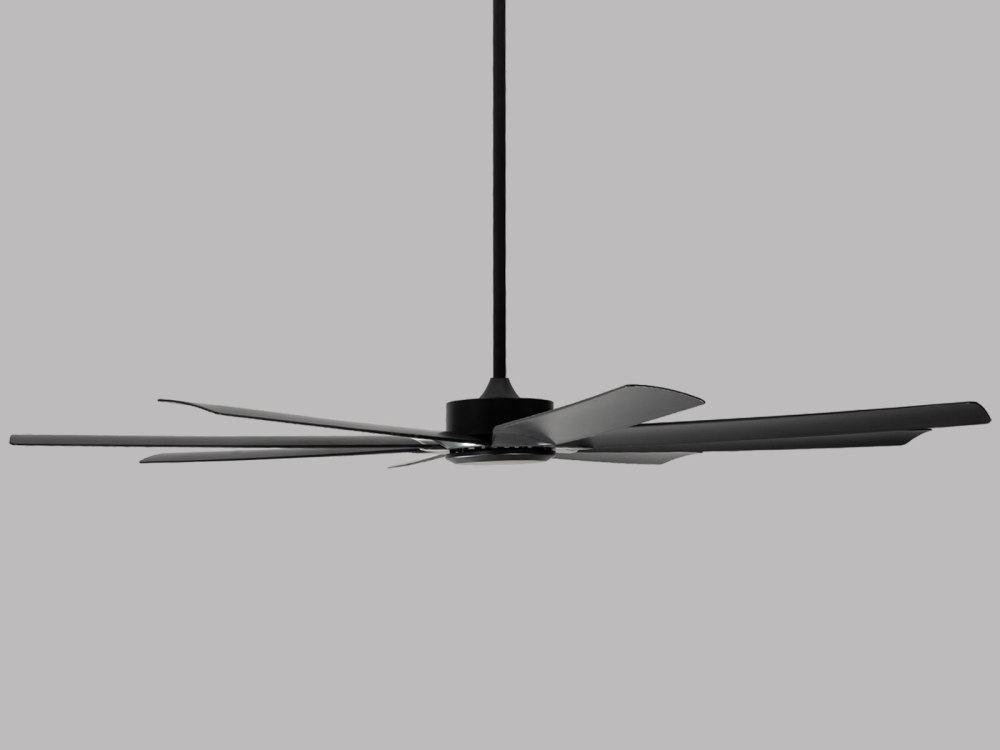 72" Black Ceiling Fan, Silent DC Motor & Reversible Function, Remote & Wall Control