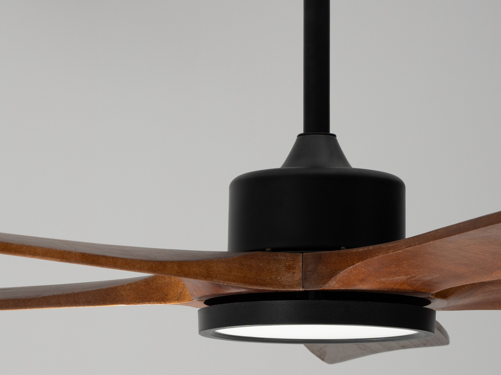 60" Dark Mahogany Ceiling Fan with Light, Silent DC Motor & Reversible Function for Living Room