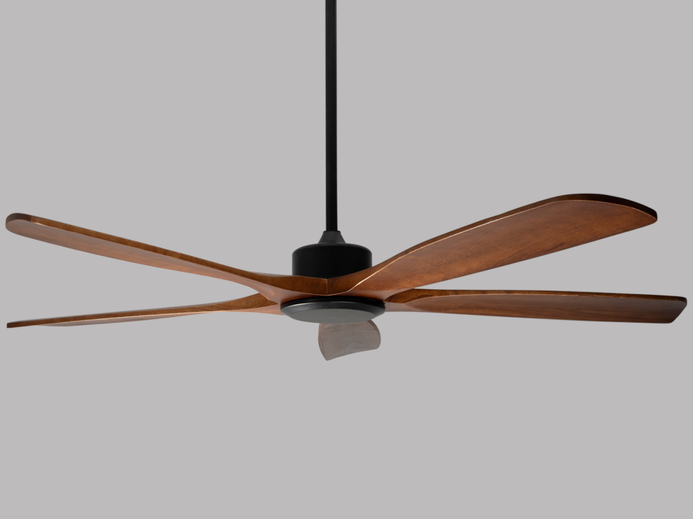60" Walnut Brown Ceiling Fan with Light, Silent DC Motor & Reversible Function