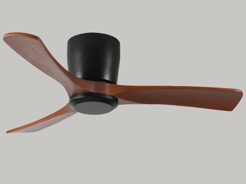 52" Solid Wood Ceiling Fan (NO Light)-Flush Mount, Dc Motor (Mahogany Walnut)