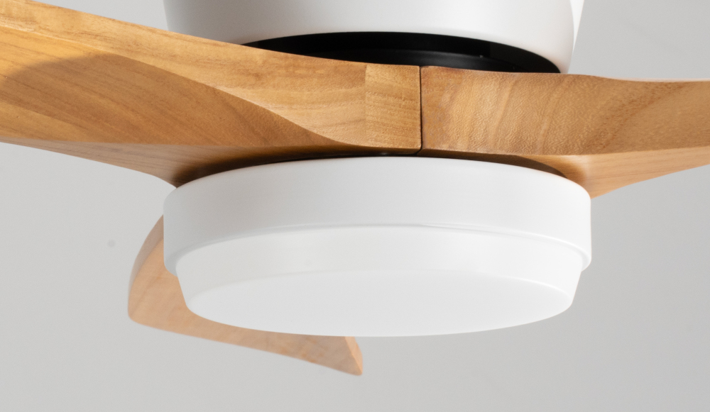 42" Solid Wood Ceiling Fan with Light-Flush Mount, Dc Motor (Golden Walnut)