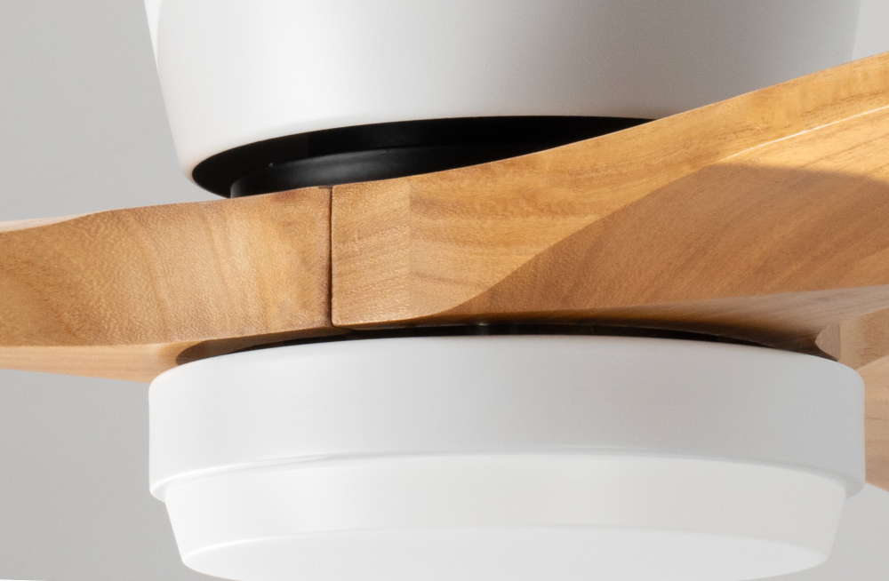 52" Solid Wood Ceiling Fan with Light-Flush Mount, Dc Motor (Golden Walnut)
