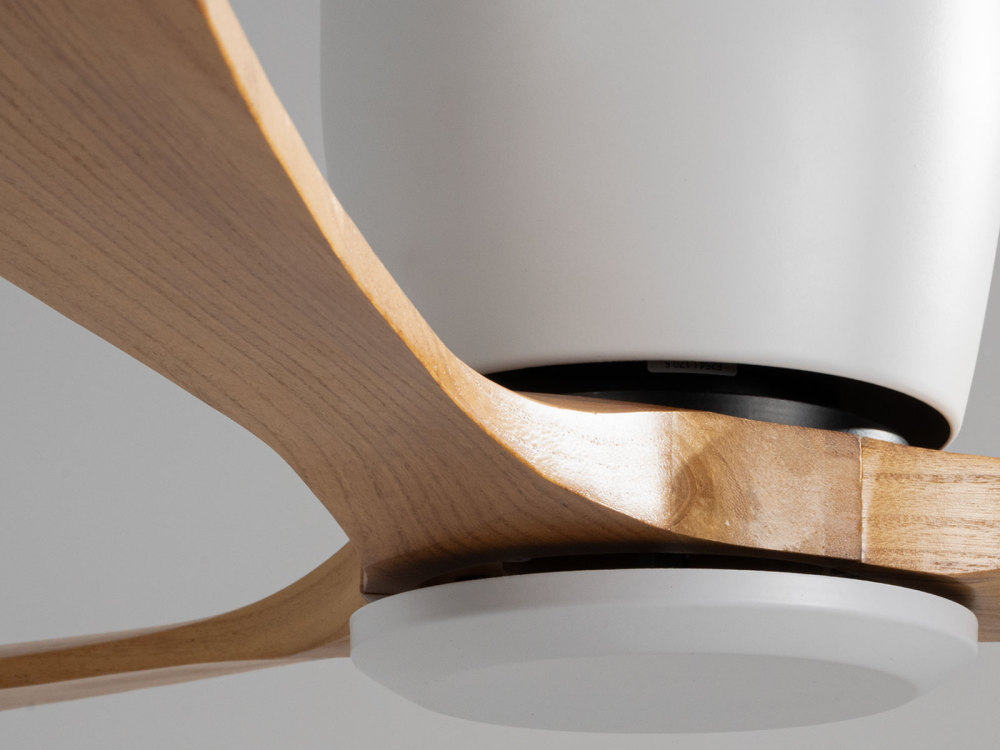 52" Solid Wood Ceiling Fan (NO Light)-Flush Mount, Dc Motor (Milk Walnut)