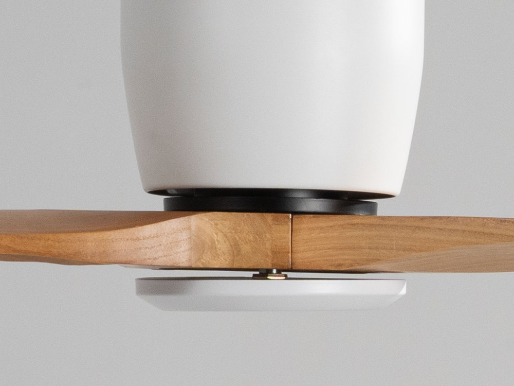 52" Solid Wood Ceiling Fan (NO Light)-Flush Mount, Dc Motor (Milk Walnut)