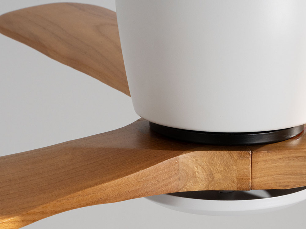 52" Solid Wood Ceiling Fan (NO Light)-Flush Mount, Dc Motor (Milk Walnut)