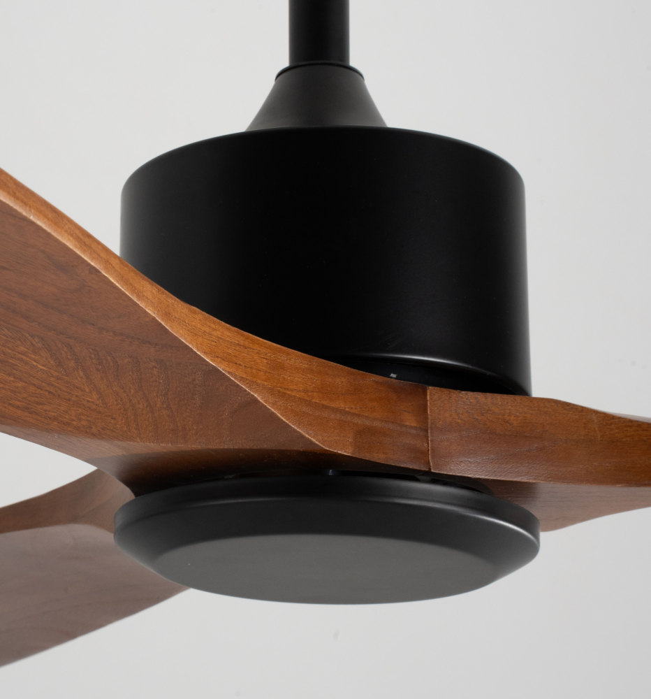 52" Solid Wood Ceiling Fan (NO Light)-Downrod Mount, Dc Motor (Mahogany Walnut)