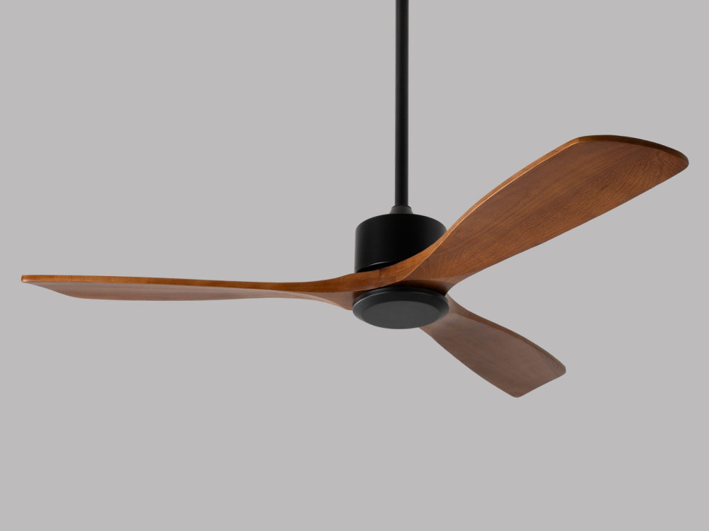52" Solid Wood Ceiling Fan (NO Light)-Downrod Mount, Dc Motor (Mahogany Walnut)