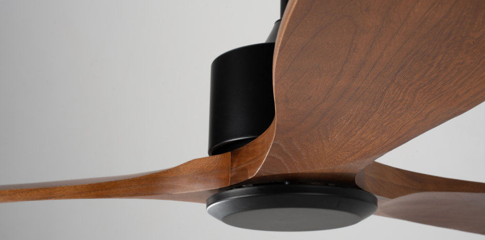 52" Solid Wood Ceiling Fan (NO Light)-Downrod Mount, Dc Motor (Mahogany Walnut)