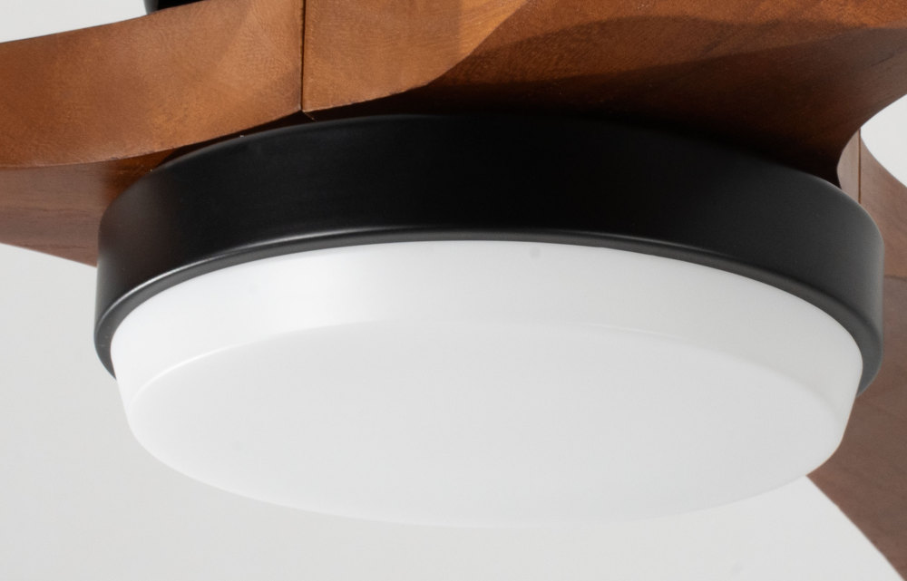 52" Solid Wood Ceiling Fan with Light-Flush Mount, Dc Motor (Walnut)