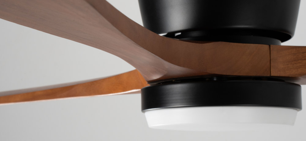 52" Solid Wood Ceiling Fan with Light-Flush Mount, Dc Motor (Walnut)