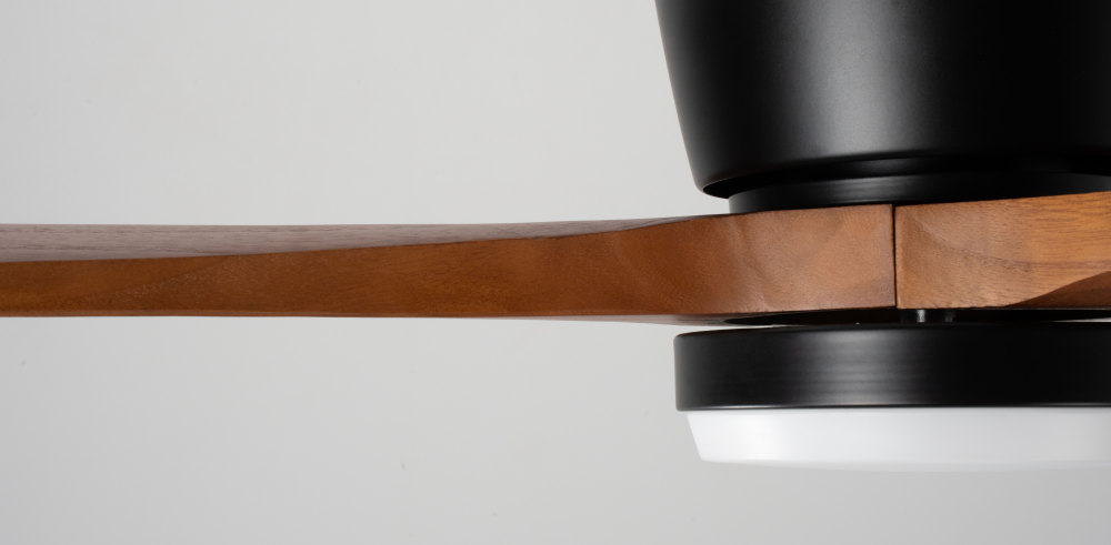 52" Solid Wood Ceiling Fan with Light-Flush Mount, Dc Motor (Walnut)