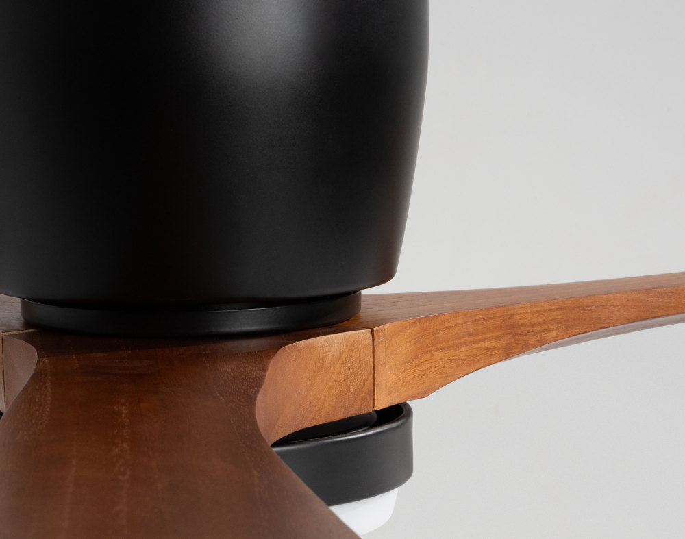 52" Solid Wood Ceiling Fan with Light-Flush Mount, Dc Motor (Walnut)