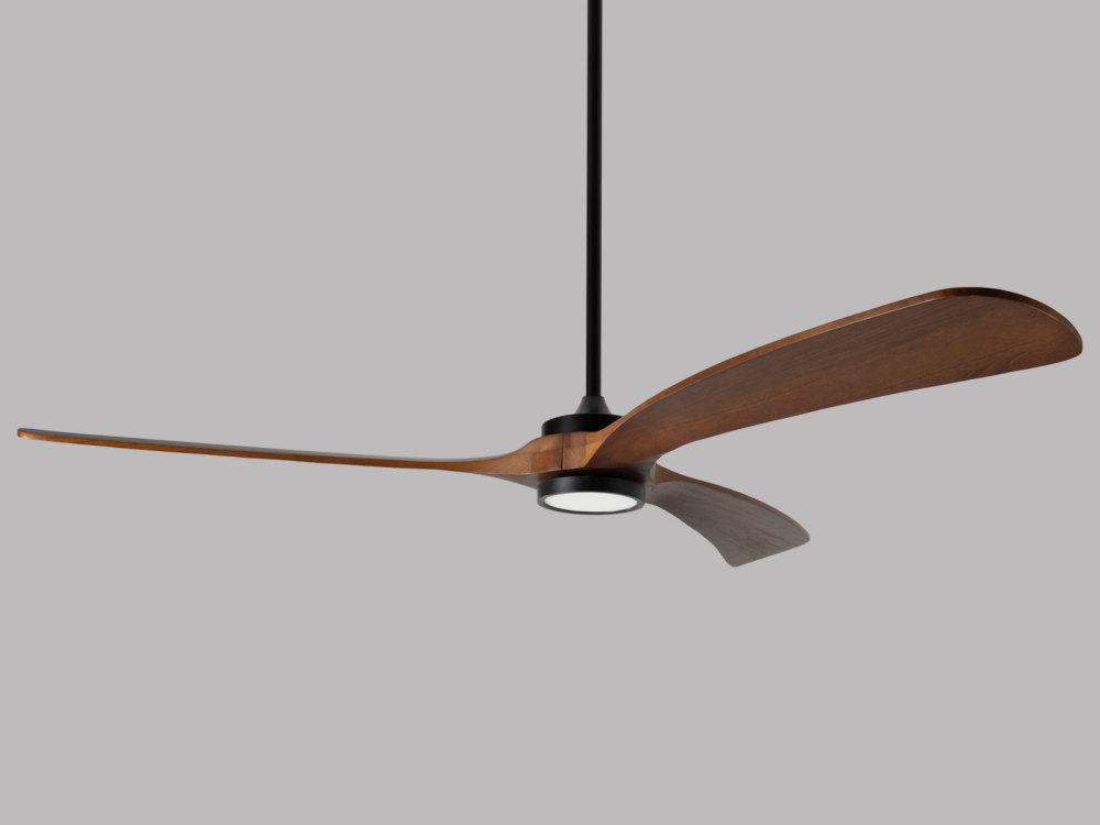 72" Solid Wood Ceiling Fan with Light-Downrod Mount, DC Motor (Mahogany Walnut)