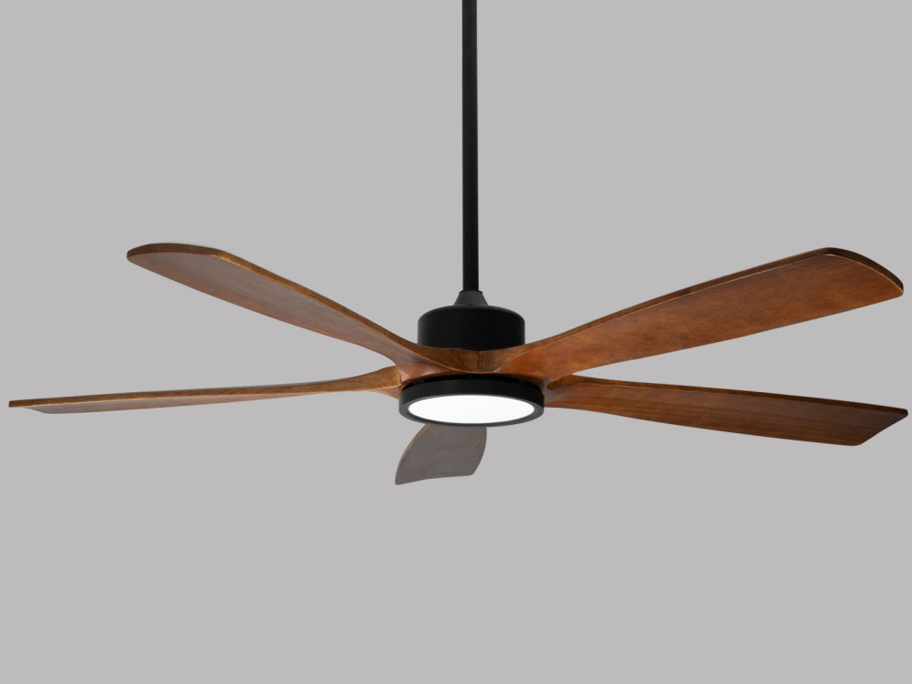 60" Dark Mahogany Ceiling Fan with Light, Silent DC Motor & Reversible Function for Living Room
