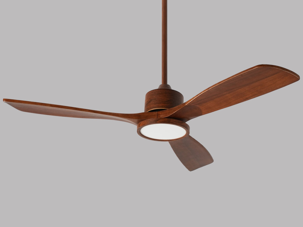 52" Solid Wood Ceiling Fan with Light-Downrod Mount, DC Motor (Reddish Walnut)