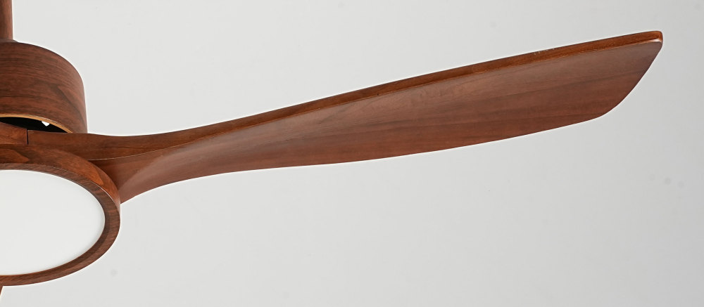 52" Solid Wood Ceiling Fan with Light-Downrod Mount, DC Motor (Reddish Walnut)