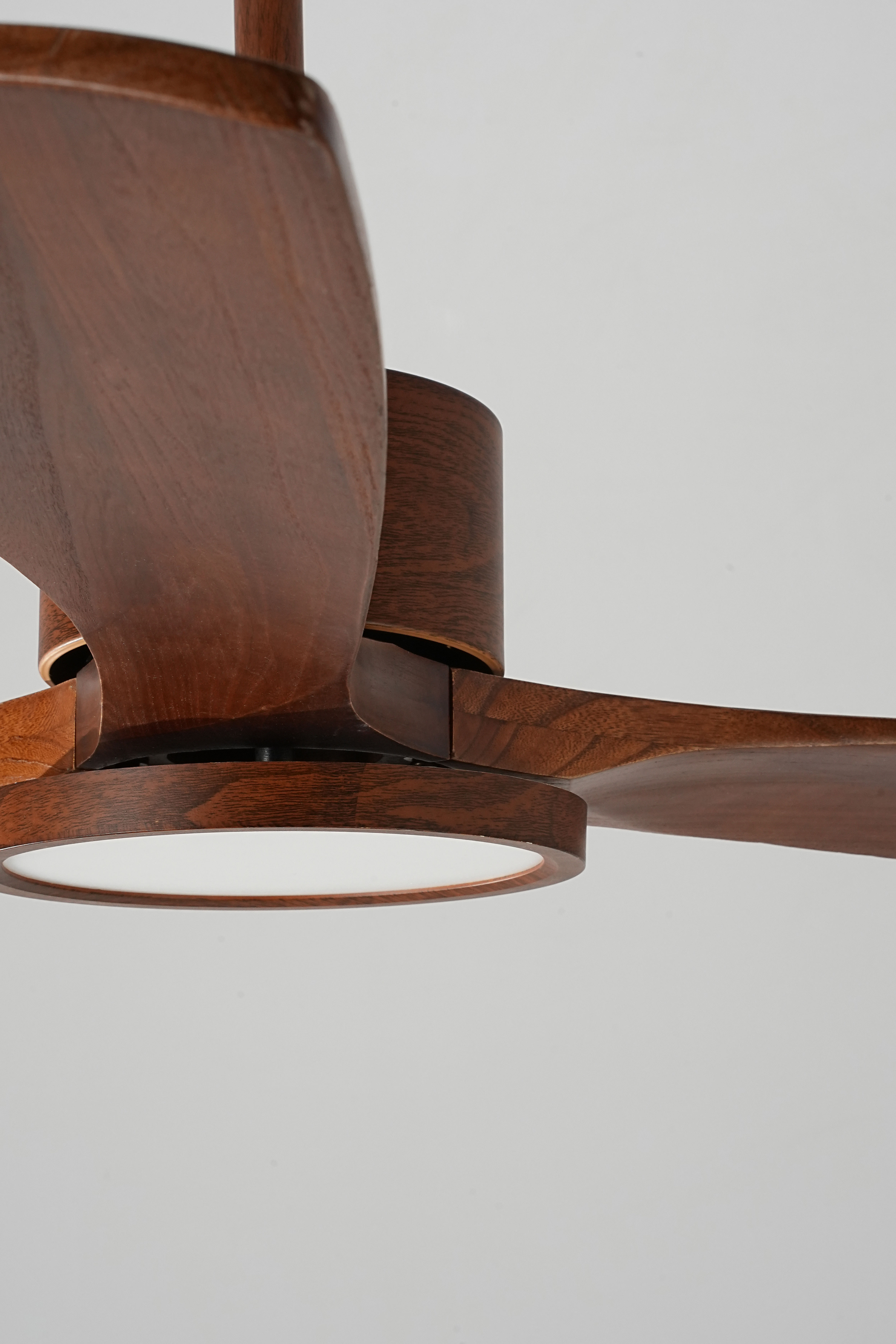 52" Solid Wood Ceiling Fan with Light-Downrod Mount, DC Motor (Reddish Walnut)