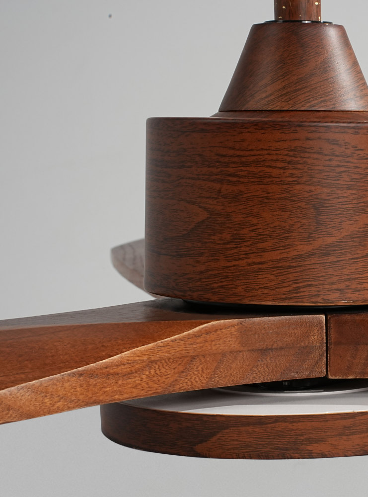 52" Solid Wood Ceiling Fan with Light-Downrod Mount, DC Motor (Reddish Walnut)