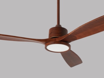 52" Solid Wood Ceiling Fan with Light-Downrod Mount, DC Motor (Reddish Walnut)