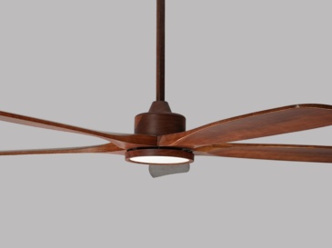 60" Solid Wood Ceiling Fan with Light-Downrod Mount, DC Motor (Reddish Walnut)