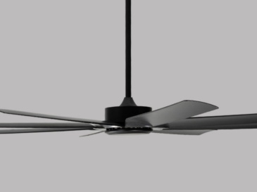 72"ABS Ceiling Fan (No Light)-Downrod Mount, Reversible Dc Motor (Black)