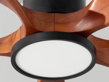60" Solid Wood Ceiling Fan with Light-Flush Mount, DC Motor (Reddish Walnut)