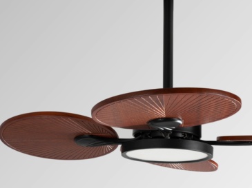 33" Solid Wood Ceiling Fan With Light-Downrod Mount, DC Motor (Reddish Walnut)