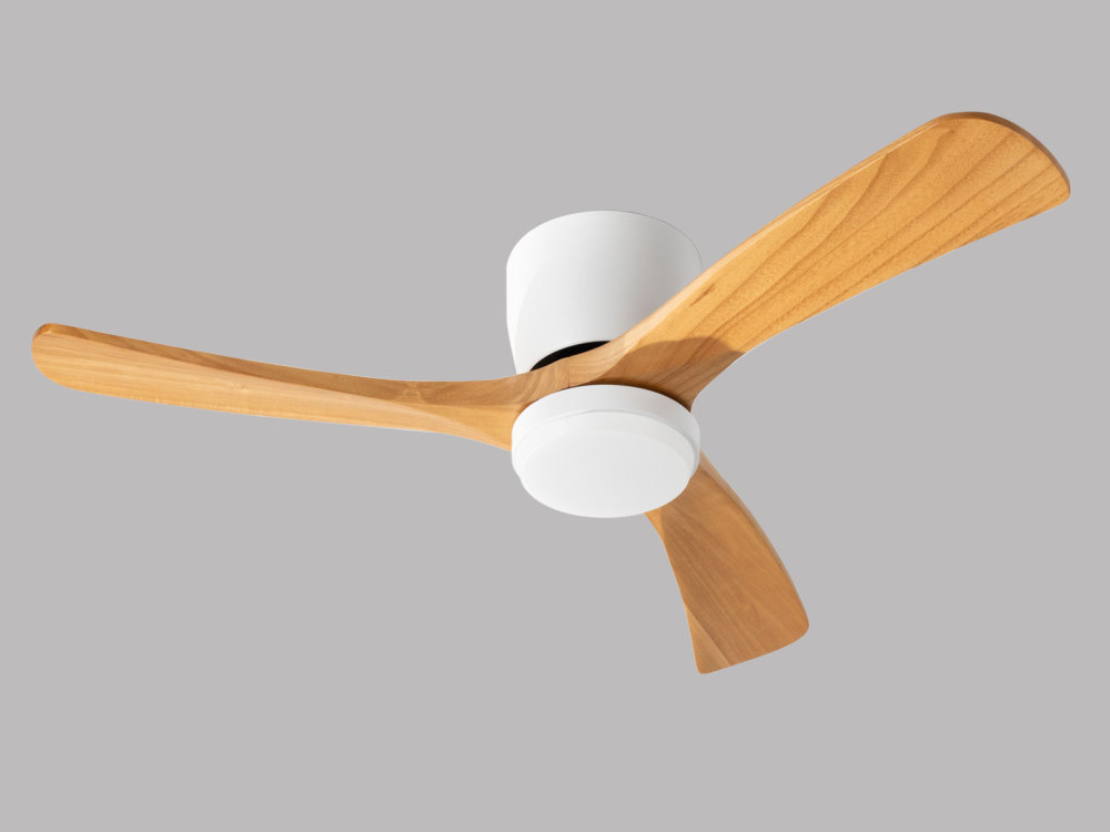 42" Solid Wood Ceiling Fan with Light-Flush Mount, Dc Motor (Plum-tinged Walnut)