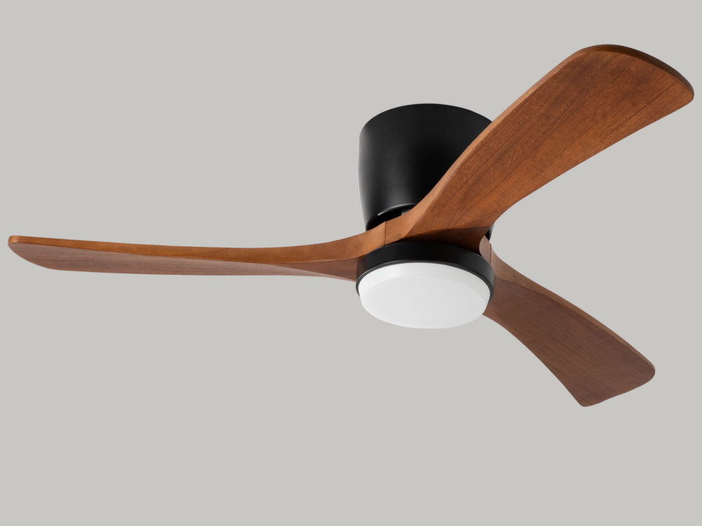 42" Solid Wood Ceiling Fan with Light-Flush Mount, Dc Motor (Plum-tinged Walnut)