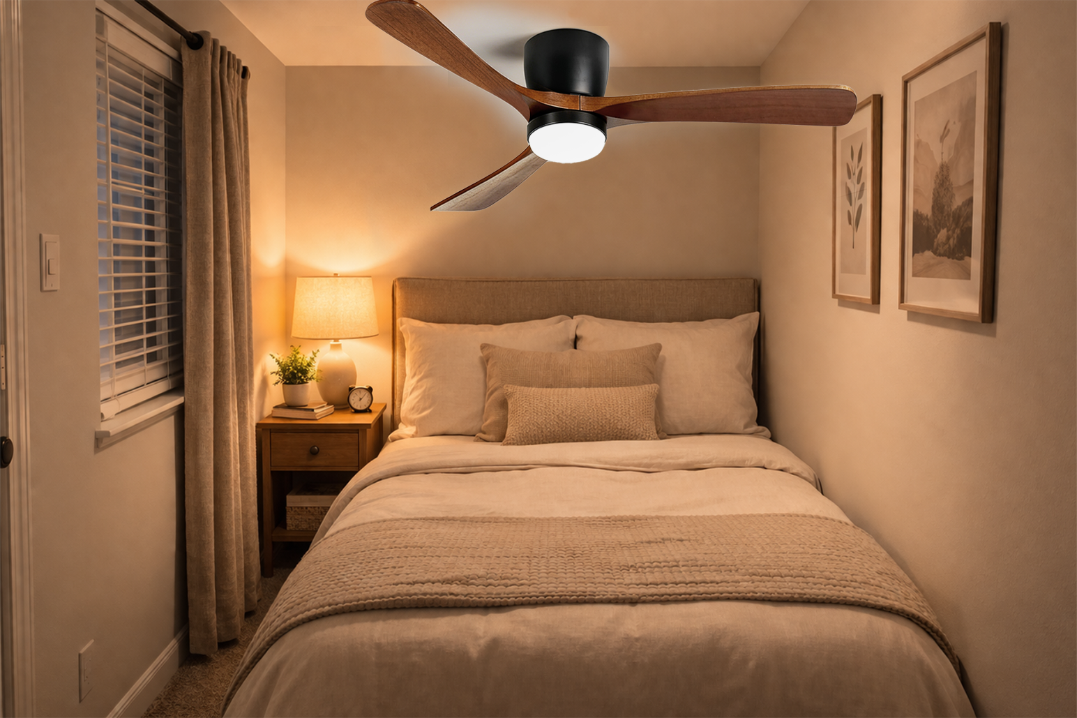 42 inch ceiling fan for small bedroom with light and remote