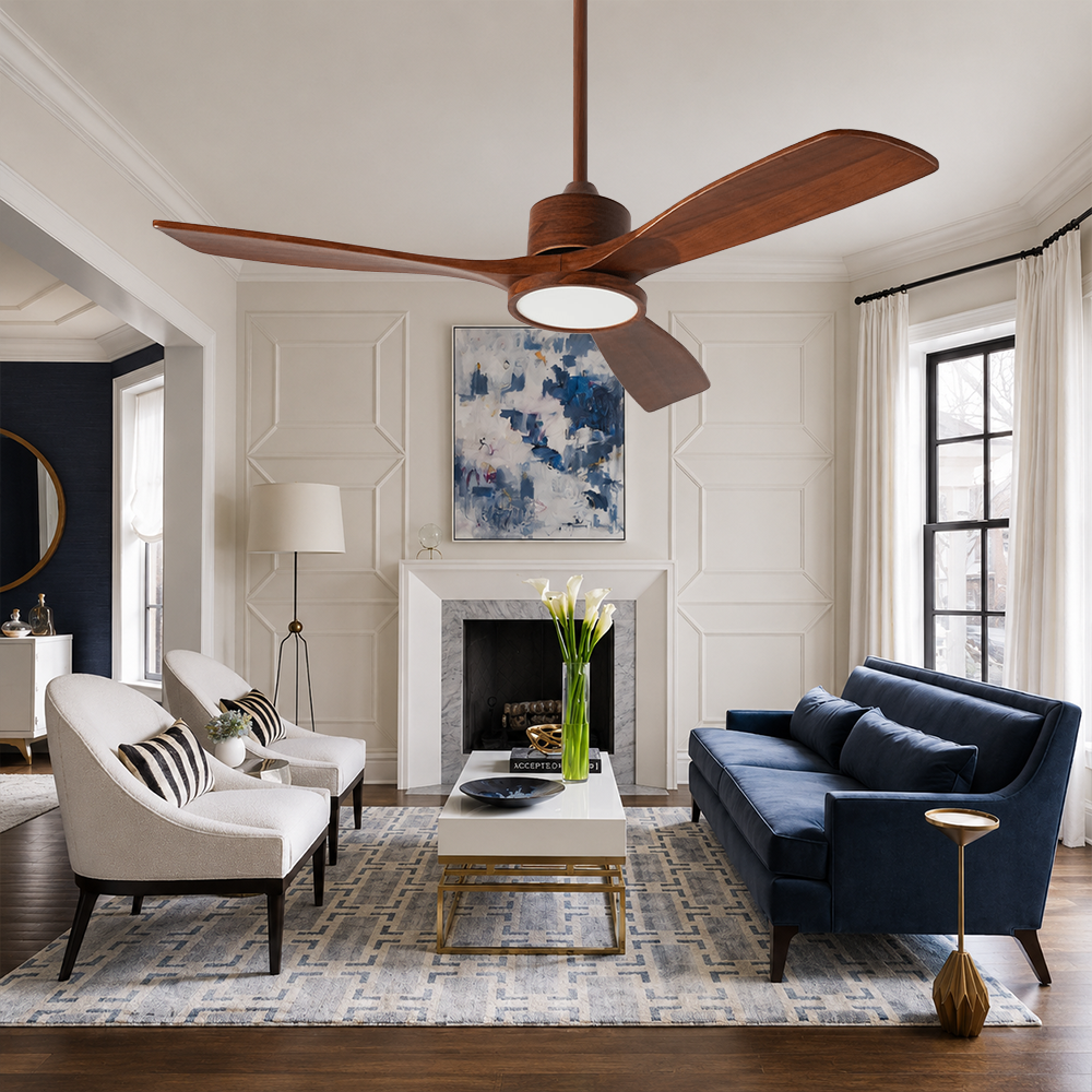 52 inch ceiling fan with light in a modern living room